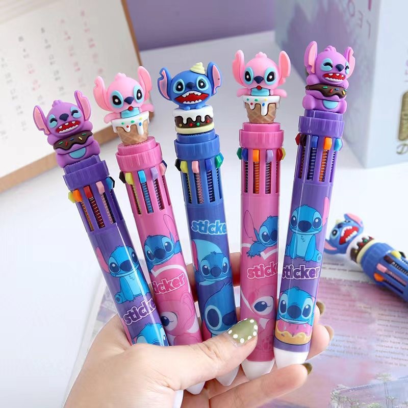 

12/36pcs Disney Stitch Ice Cream Ballpoint Pen 10 Colors Marker Pen Student Supplies Stationery Wholesale