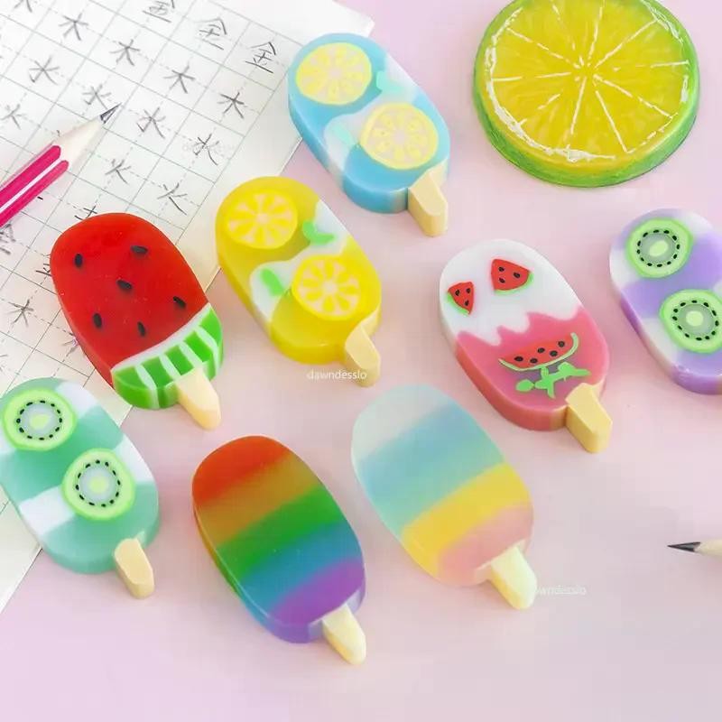 

4 Pcs/set Novelty Summer Ice Cream Rubber Eraser Kawaii Erasers School Supplies Stationery Kids Students Cool Prizes