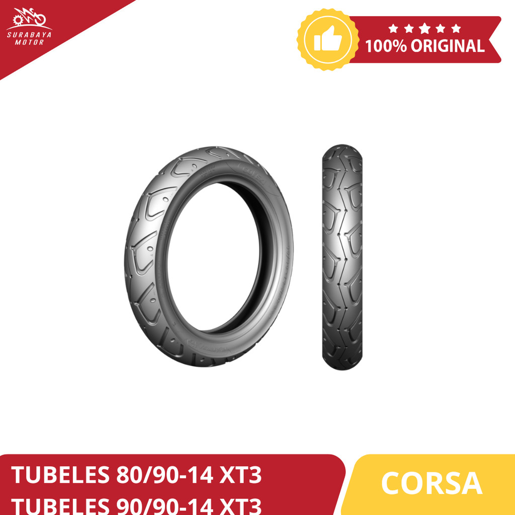 Ban Tubeless Corsa Depan Belakang 80/90-14 XT3 dan 90/90-14 XT3 Introducing Platinum Matic Depan Var