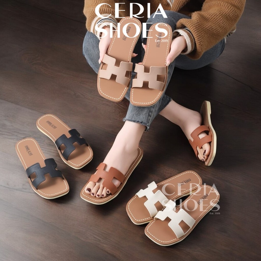 Sandal Slop Teplek Wanita Bahan Karet Jelly Empuk Elastis 322