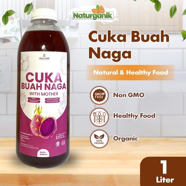 

ALAMEE Cuka Buah Lemon Organik Lemon Cider Vinegar With Mother Fermentasi Probiotik 1000ml Naturganik