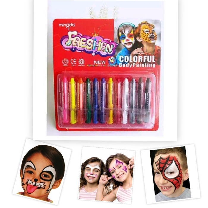 

[New]PROMO MINGDA FACE PAINTING / CRAYON WAJAH - AMAN UNTUK ANAK-ANAK isi 12 pcs