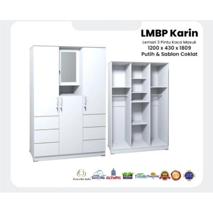 Olympic Gstar Lemari Pakaian Minimalis Murah Tiga Pintu LCBP MORA Lemari Baju Marble 3 pintu Lemari 