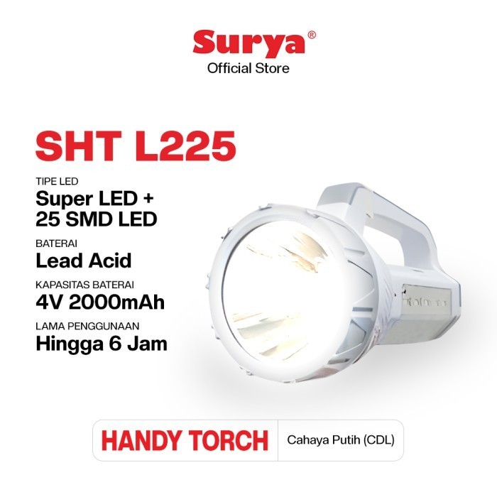 Lampu Senter Besar Surya LED SHT L225 + Led Emergency Rechargeable