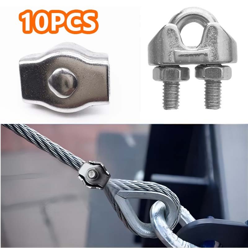 10pcs M4 Klem Seling Kuku Macan Clemp Klem Tali Kawat Baja Kabel Seling Wire Rope