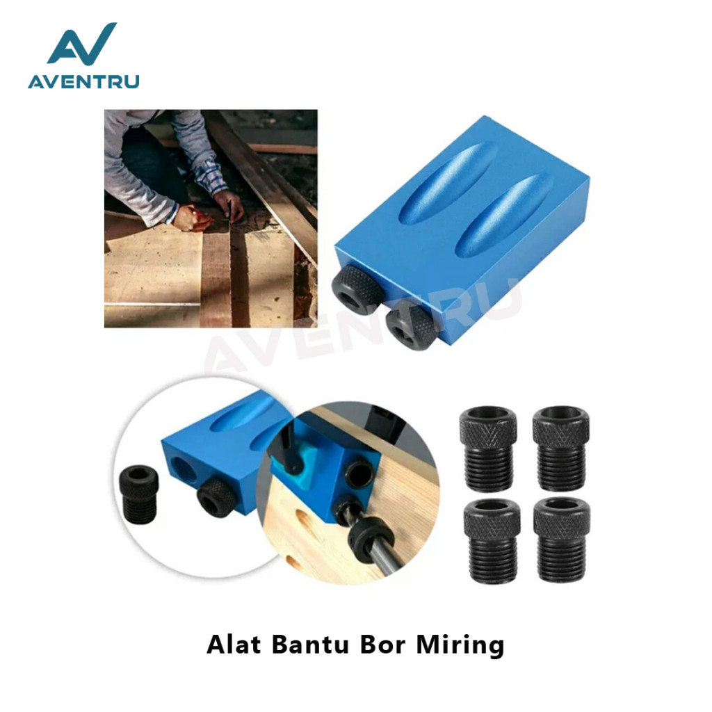 Alat Bantu Bor Lubang Baut Miring Dowel Mini Pocket Hole Jig Set Drill