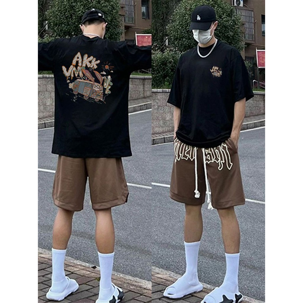 Kaos Hitam Polos Depan Belakang Lengan Pendek Cetak Atasan Hitam Baru