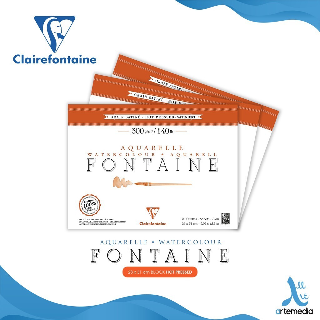 

Clairefontaine Fontaine 23x31cm Watercolor Paper Kertas Cat Air