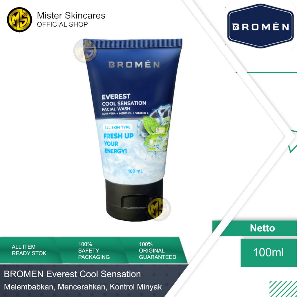 Bromen Everest Facial Wash 100ml - Sabun Cuci Muka Pria untuk Kulit Kering sensasi Menyegarkan