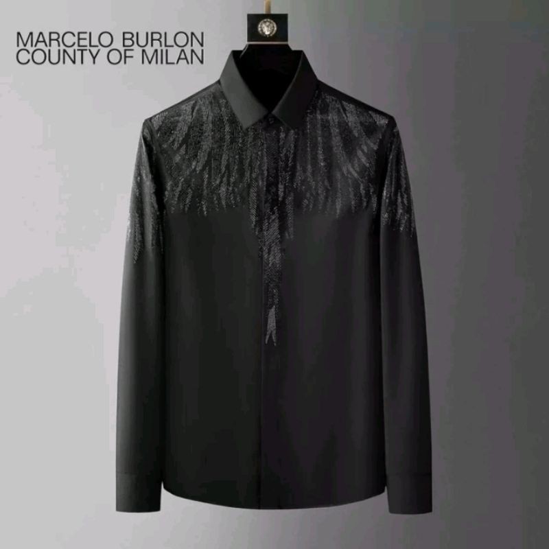 kemeja panjang marcelo burlon mirror / atasan kemeja pria wanita / kemeja import pria / mb shirt