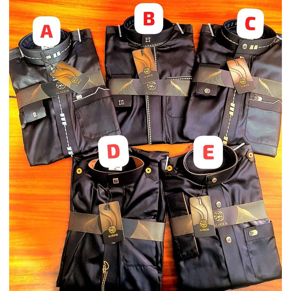 JUBAH ALNOOR  HITAM LENGAN MANSET REMAJA