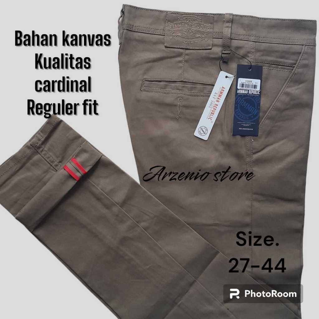 Celana Panjang Pria Chinos Distro Bahan Kanvas Cardinal Premium Original 100% Armman Republic Big Size Jumbo 27 Sampai 44