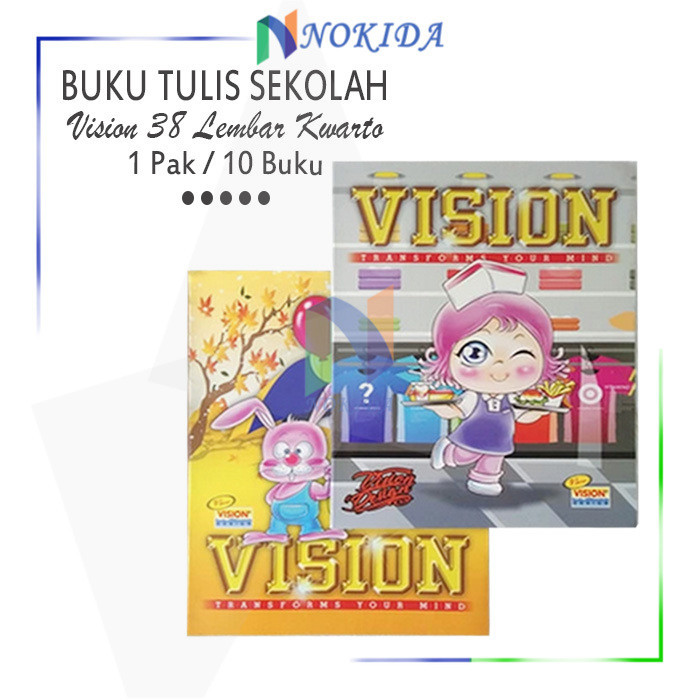 

Nokida Buku Tulis Sekolah Vision 38 Lembar [1 Pack] / Buku Catatan / Tugas / Latihan / Buku 1 Pak / Alat Tulis Sekolah / Perlengkapan Lengkap