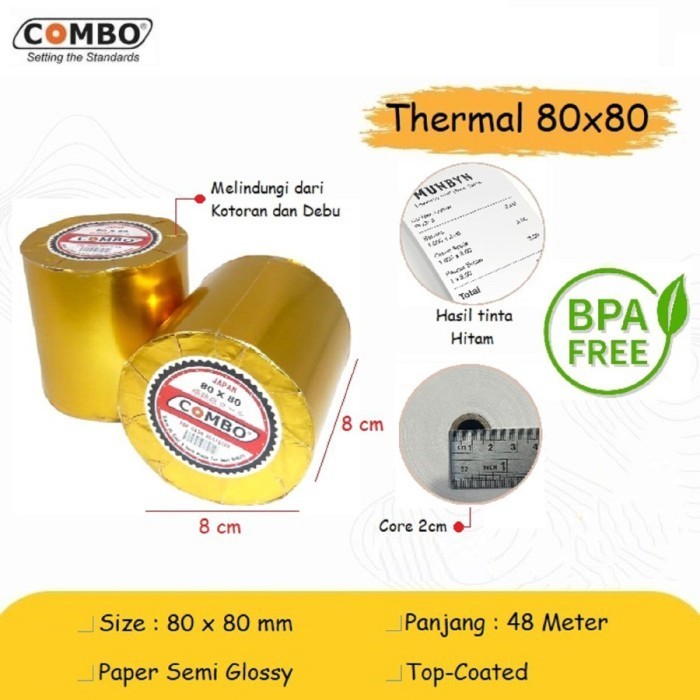 

Kertas Thermal Combo 80 x 80 / 80x80 mm Struk Kasir Register Paper Roll
