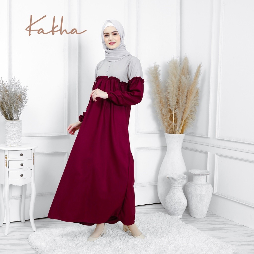 Kakha - Gamis Raya Series / Gamis Dewasa / Gamis Busui Friendly / Gamis Polos