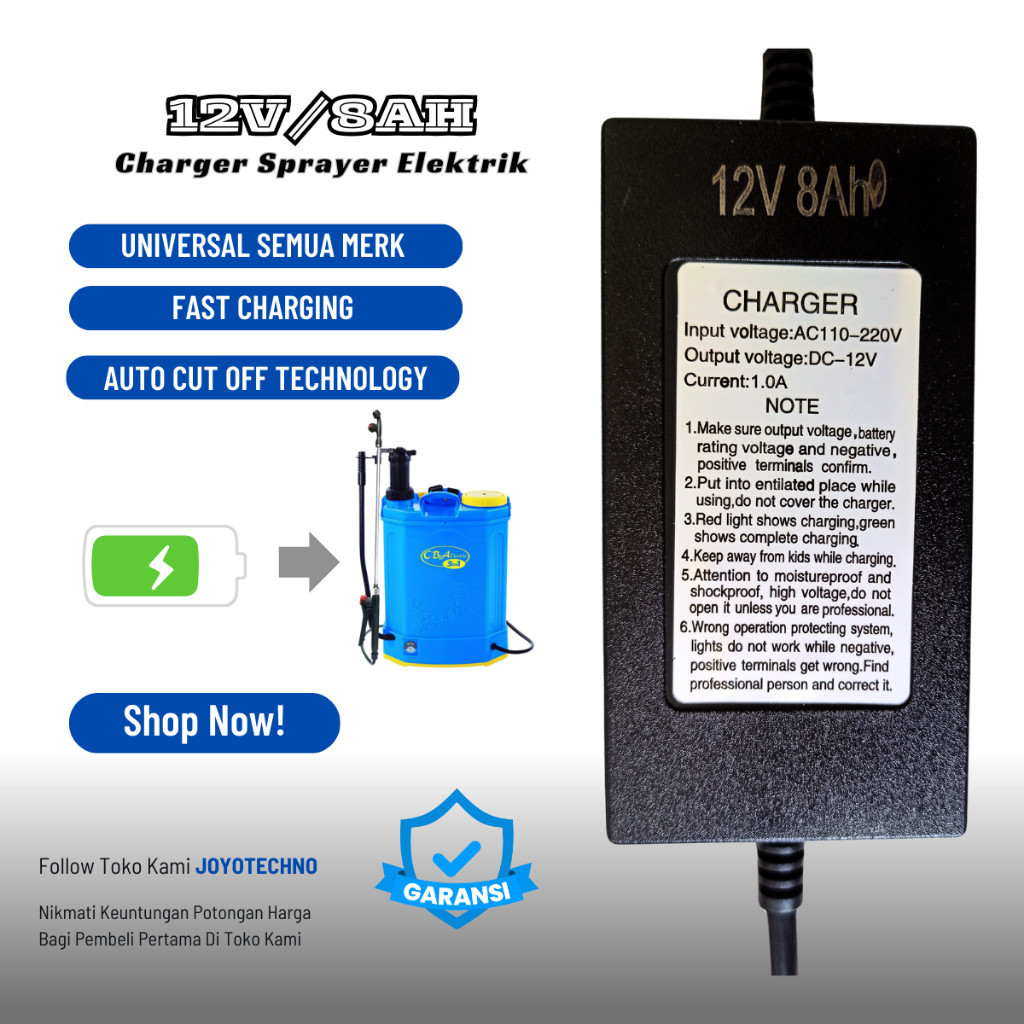 Charger Sprayer Elektrik 12V 1AH Universal Charger Baterai Sprayer Elektrik CBA / DGW / SWAN / HIU