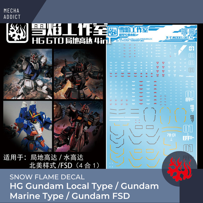Water Slide Decal HG Gundam Local Type / Gundam Marine Type / Gundam FSD by Flame Snow