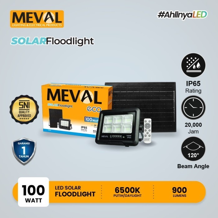 MEVAL Lampu Sorot LED Tenaga Surya Flood light - Putih