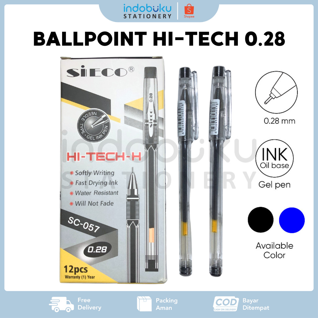 

Ballpoint Hi-Tech-H Sieco 0.28mm SC-057 ( 1 Pack Isi 12 PCS )