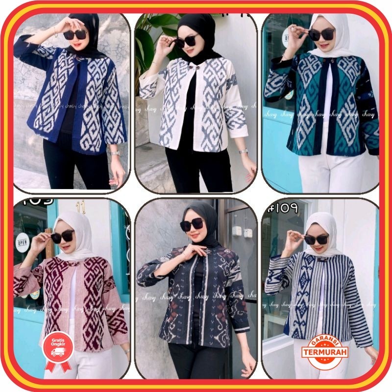 Outer Baju Wanita Cantik Kekinian Korean Style / outer tenun - blazer tenun - outer etnic - outer ke