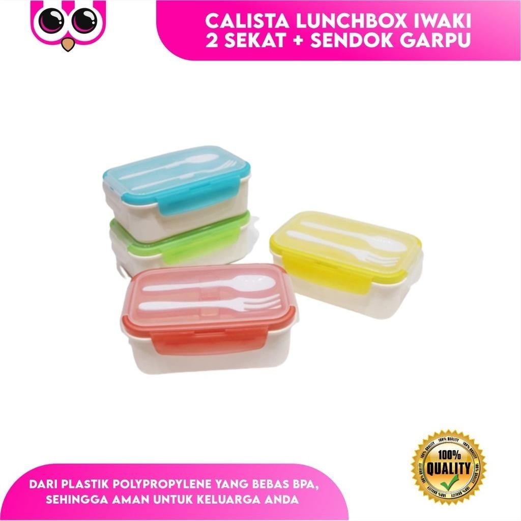 [ LUNCH BOX ] CALISTA LUNCHBOX IWAKI 2 SEKAT + SENDOK GARPU / TEMPAT BEKAL MAKAN / KOTAK BENTO by Ho