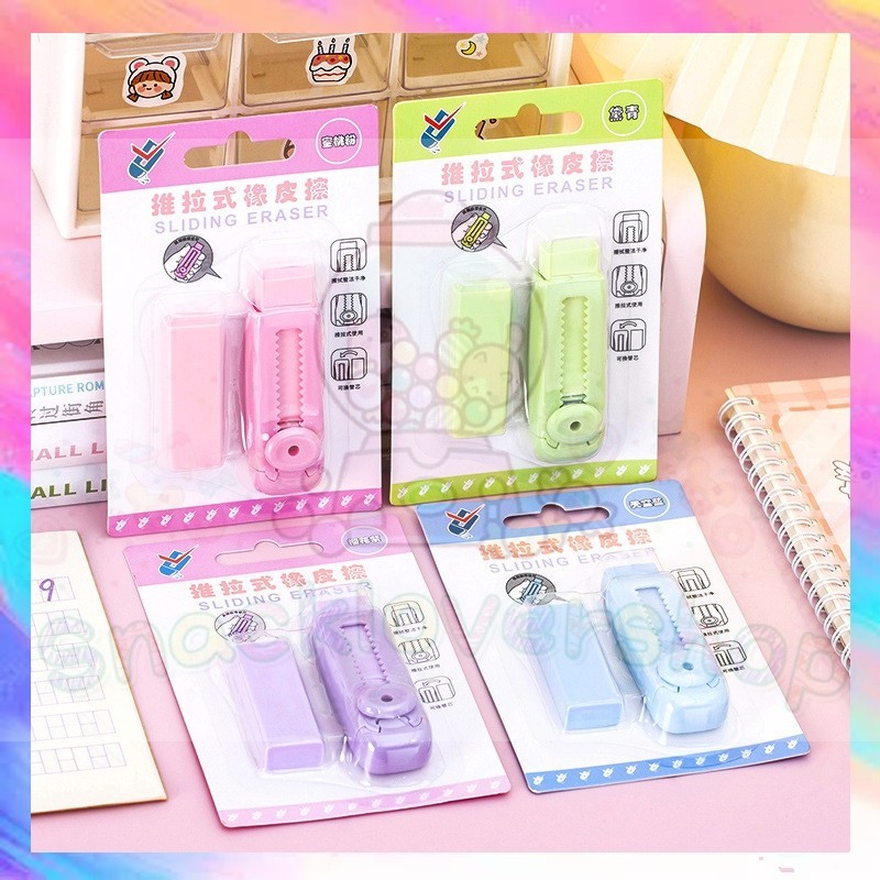 

Sliding Eraser/Penghapus Dorong/Penghapus Warna Macaron Lucu Menghapus Bersih Tanpa Serpihan