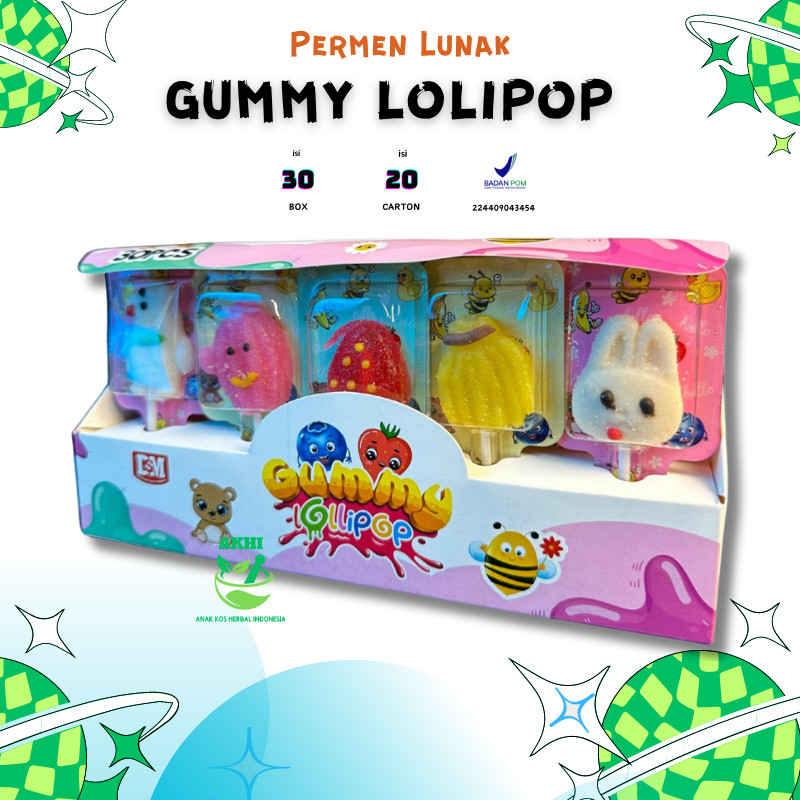 

PERMEN GUMMY LOLIPOP ISI 30 PCS