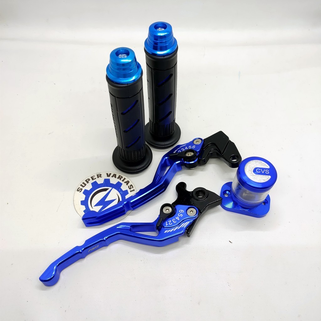 PAKET HEMAT Handle sisik stelan+ handgrip domino segitiga bintik+ jalu stang cnc model lancip+ stemp