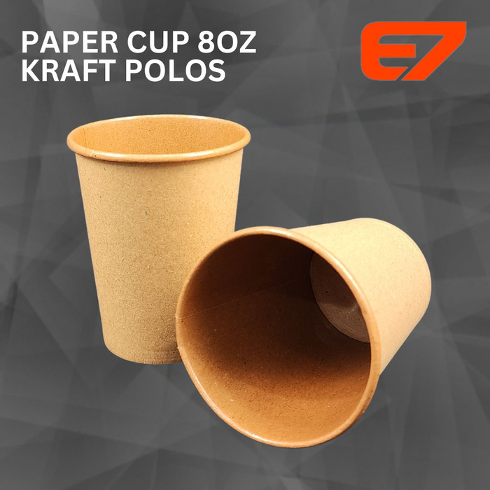 Paper Cup 8oz Kraft Polos (isi 50pcs) - Hot Cup, Gelas Kertas Kraft, Gelas Kopi