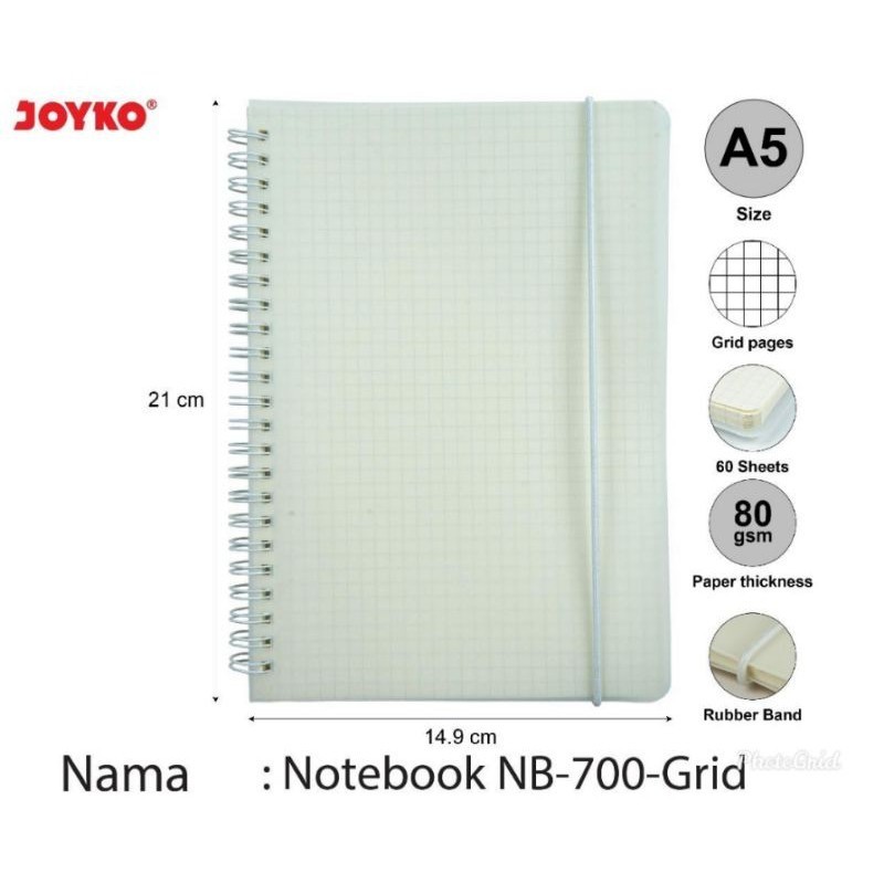 

Joyko Notebook A5 Spiral transparan NB-700 ruled dotted grid plain