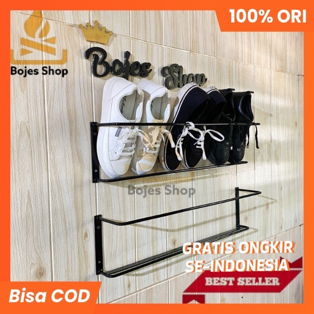 Rak besi sepatu sandal tempel dinding rak gantungan tempat sepatu dinding