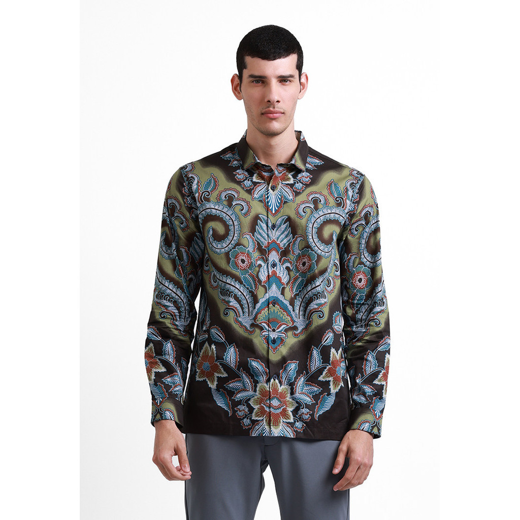 Manzone Kemeja Batik Lengan Panjang Pria Cokroatmojo - Brown