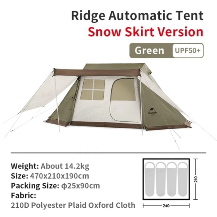 TENDA NATUREHIKE VILLAGE ROOF RIDGE NH21ZP009 AUTOMATIC GLAMPING