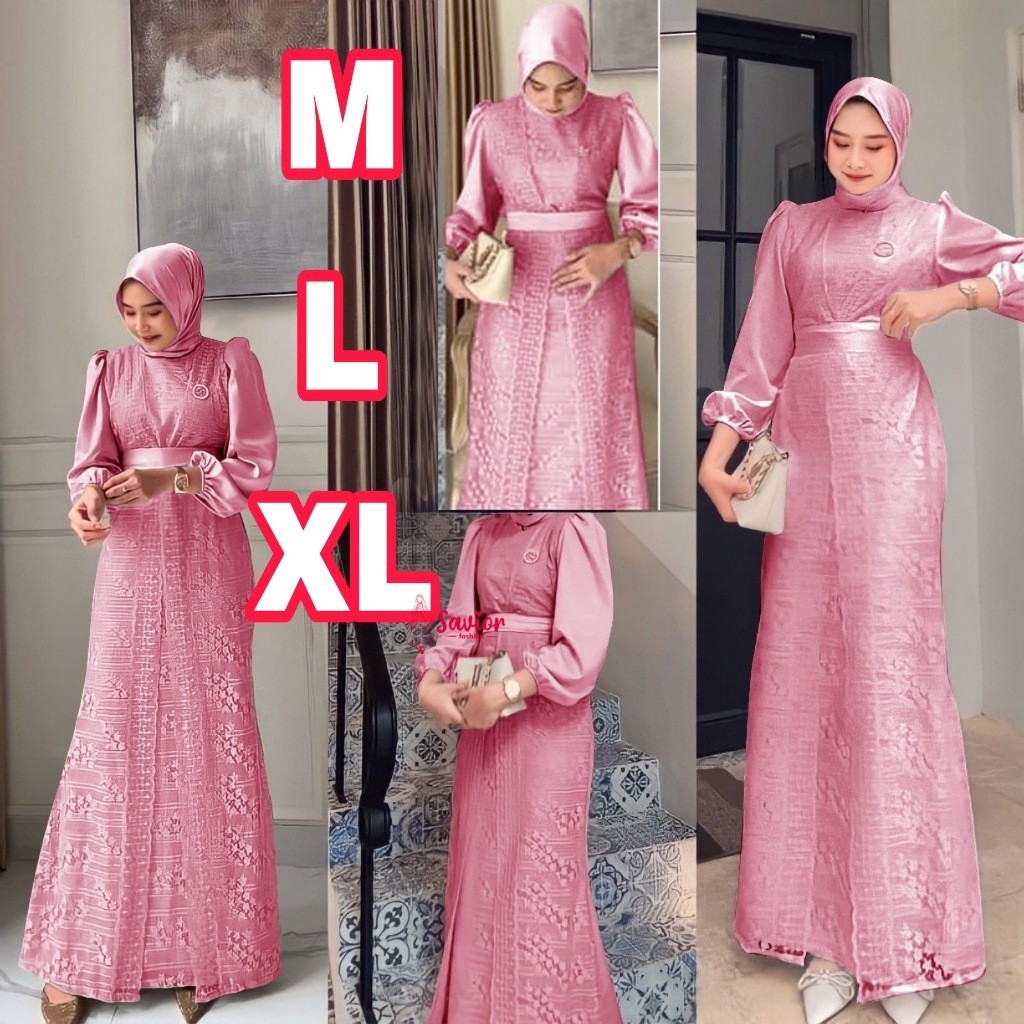 SF - Maxi Maliana Saten / Ukuran M-L-XL / Gamis Maliana brukat / Mx Maliana / Maxi Gamis Brokat Pest