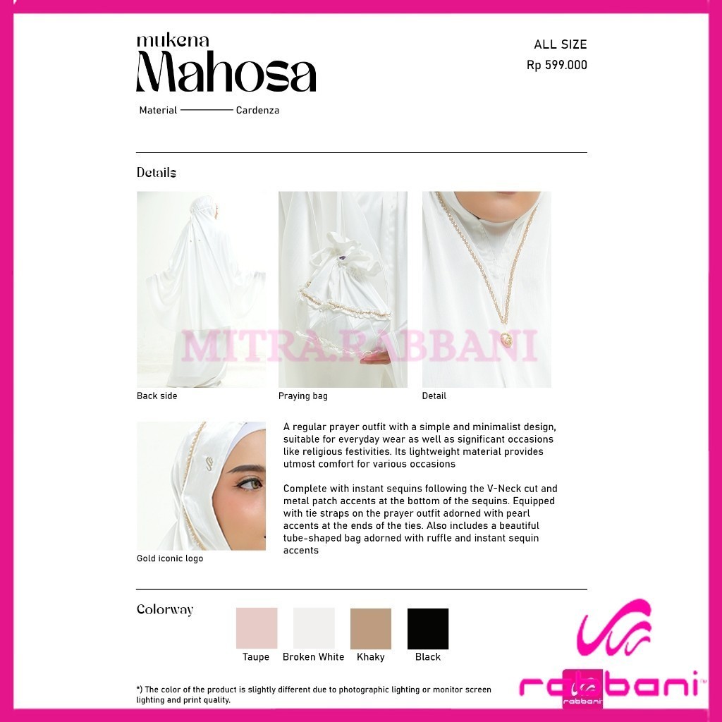 RABBANI ORI - Mukena Mahosa Rabbani | mukena shimmer | mukena dewasa | mukena rabbani | mukena lebar