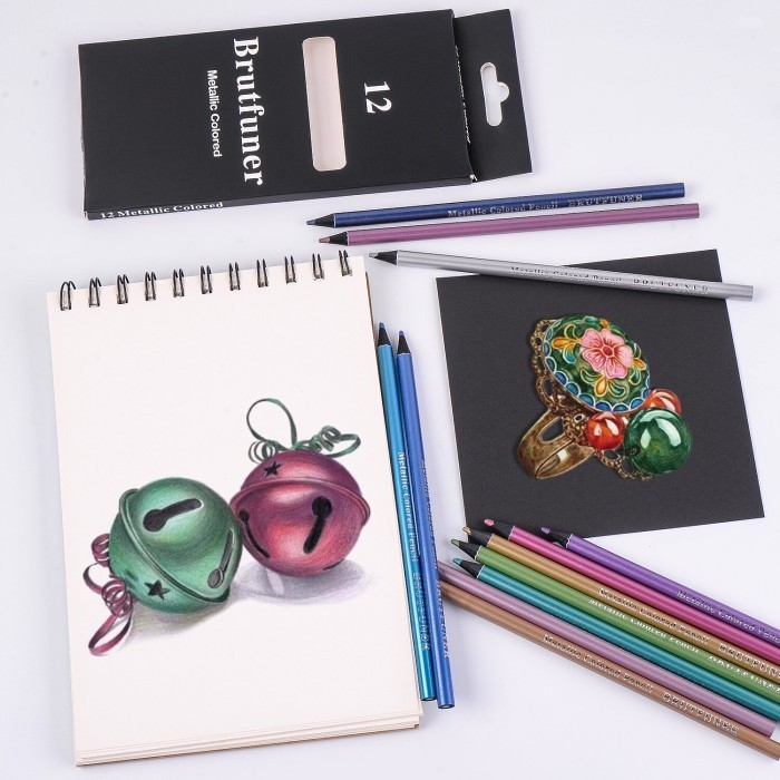 

✨LARIS✨ -12Pcs Metallic Colored Pencils Non-Toxic Art Stationery Drawing