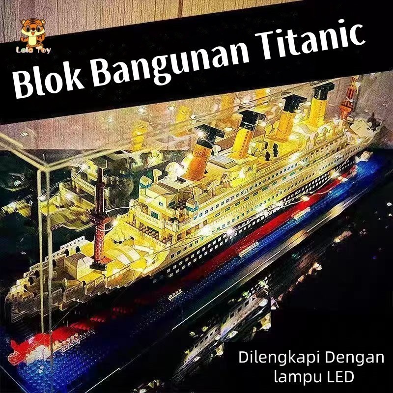 Lele Toys 1878PCS Mainan balok bangunan Titanic dengan lampu LED