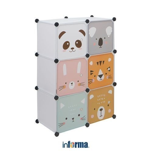 Informa Lemari Pakaian Plastik Multifungsi Animals Series Wardrobe Storage Kabinet Tempat Simpan Baj