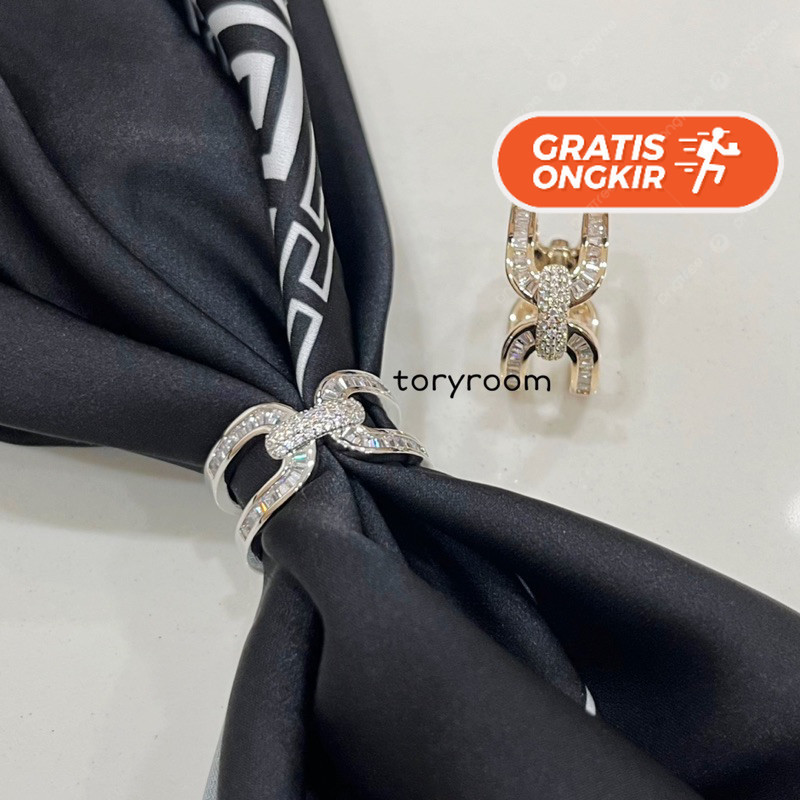 Terlaris ~Ring hijab cincin jilbab syal scarf belt ancre zircon diamond trapezed Bros Kecil Bros Hij