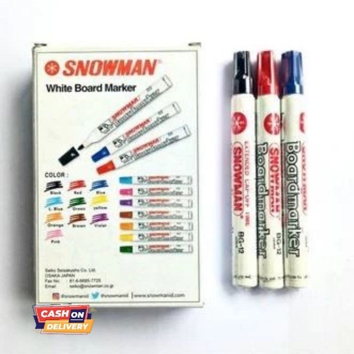 

✨LARIS✨ -SPIDOL SNOWMAN WHITEBOARD 1 LUSIN 12 PCS - Hitam