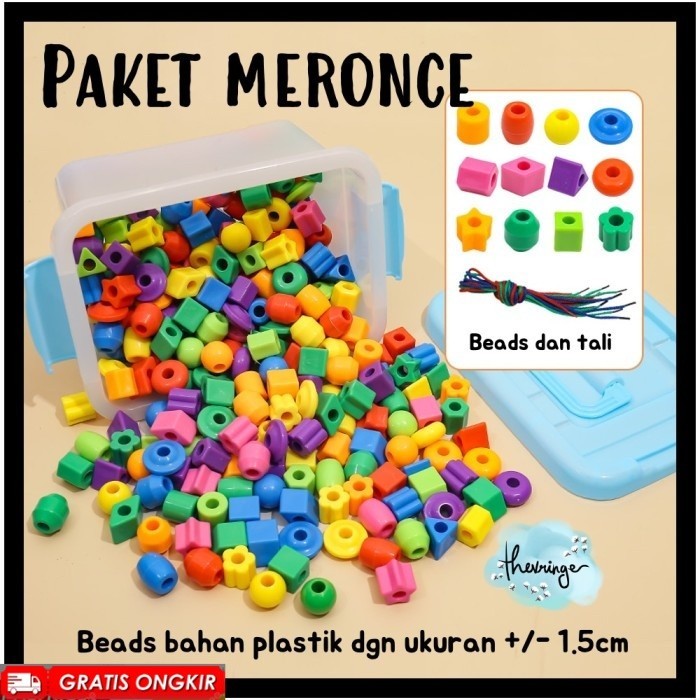 Paket Meronce Anak Paud Prasekolah Aktivitas Belajar Mainan Montessori