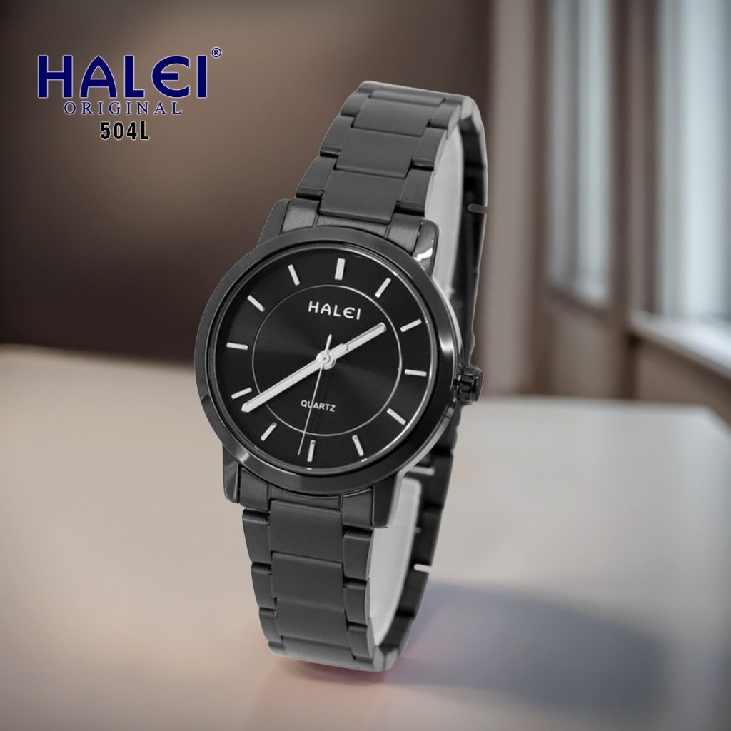 Halei Watch 504 L - Jam Tangan Halei Wanita Rantai Stainless Analog Kekinian - Tahan Air dan Garansi