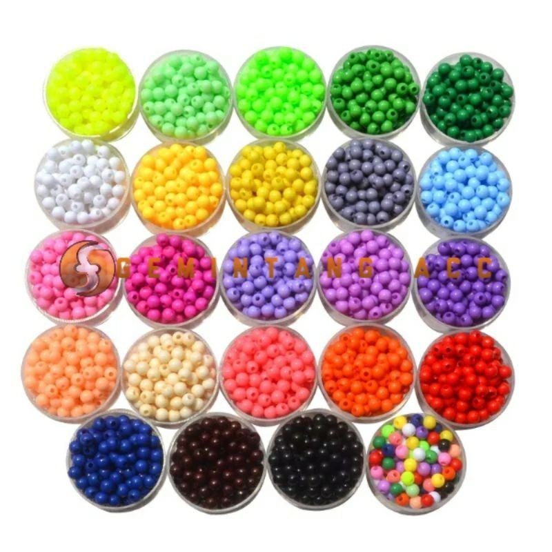 HIASAN MANIK MANIK PERMATA (20 gr) Manik Susu Mute Mote Bulat Pastel Manik Kapur Mote Akrilik