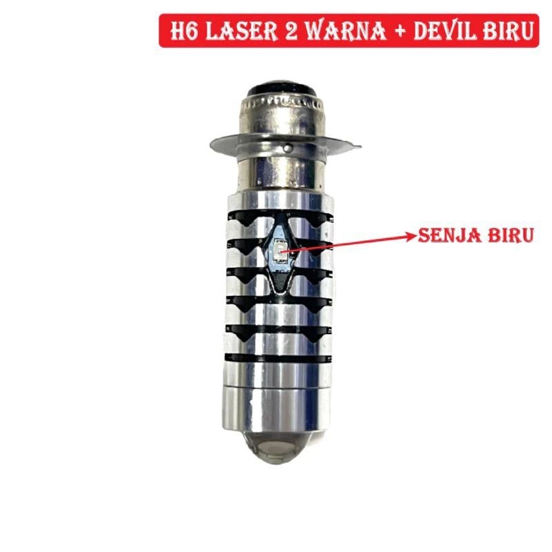 BOLA LAMPU UTAMA DEPAN LED H6 LASER PLUS SENJA BIRU VARIO BEAT SUPRA X 125 VEGA JUPITER SMASH REVO F