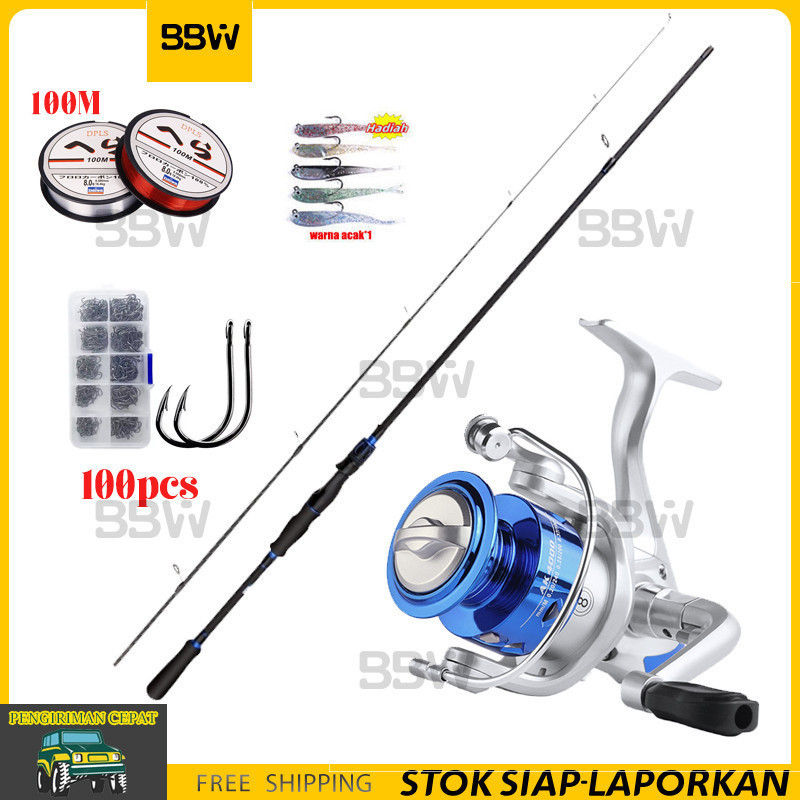 1 set pancing joran murah Alat Gulungan Pancing QS1000-6000 Fishing Spinning Reel 5.2:1/1 set pancin