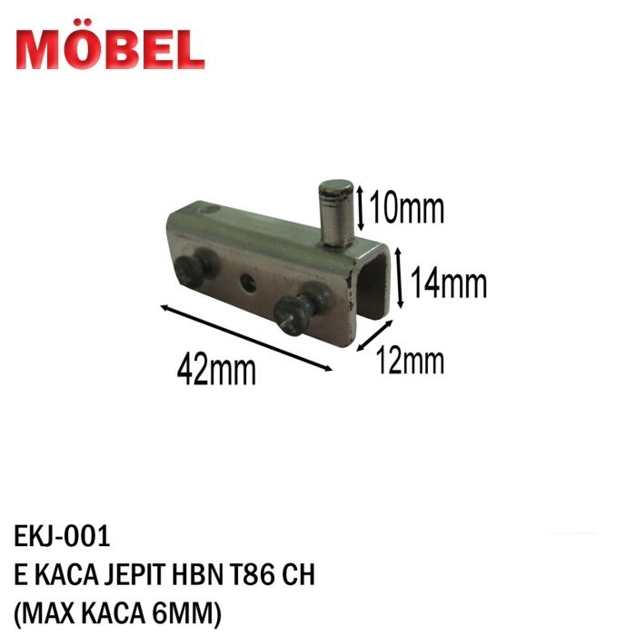 Engsel Kaca Jepit Besi Chrome Pintu Lemari Kabinet Kaca