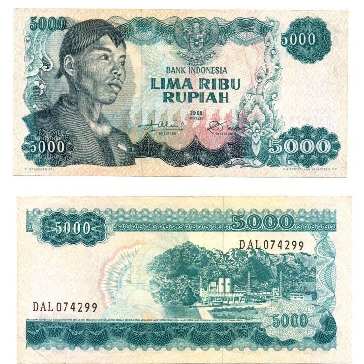 Uang Kertas 5000 Rupiah Seri Sudirman (Tahun 1968) XF+