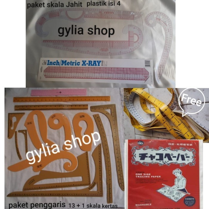 

NB Paket Penggaris Pola + Paket Skala Plastik + Karbon + Free Meteran