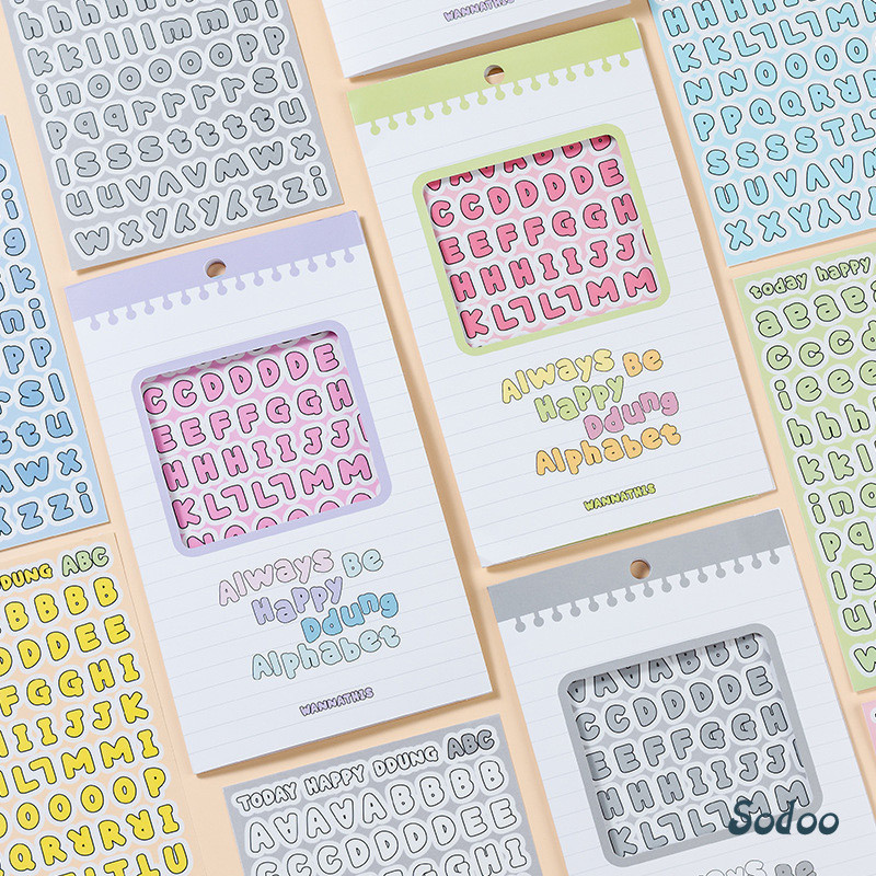 

Stiker Transparan Huruf Inggris Warna Permen Buku Besar Tangan Stiker Label Stiker Dekoratif DIY - SO