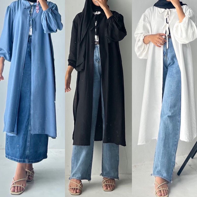 TREXUS -ZRX Baju Wanita Aries / ARAYA LONG OUTER TALI PITA SHAKILA / Outfit Korean Style / Outer Tun